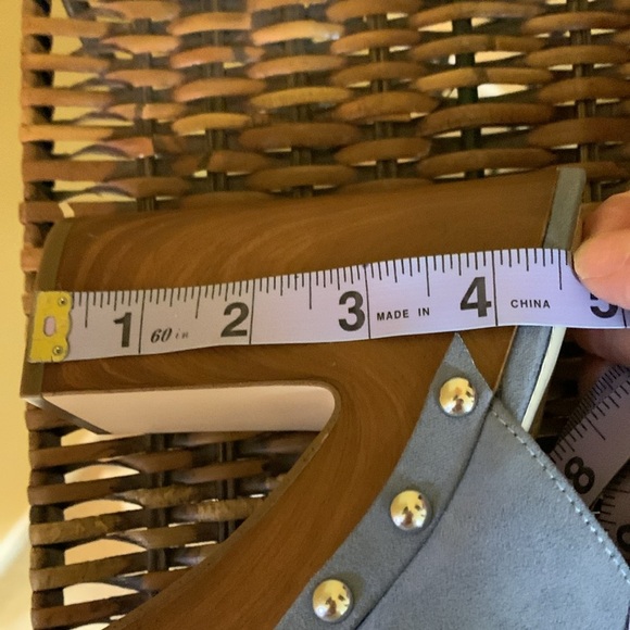 Jessica Simpson Dalia Powder Blue Suede Clogs with Silver Studds. - Picture 14 of 14